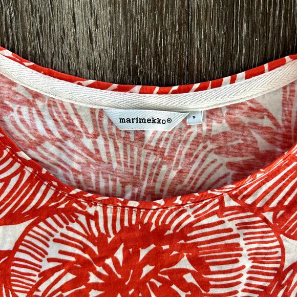 EUC Marimekko Red Floral Print Sleeveless Cotton Dress Small Valve 100% Cotton - Picture 3 of 13